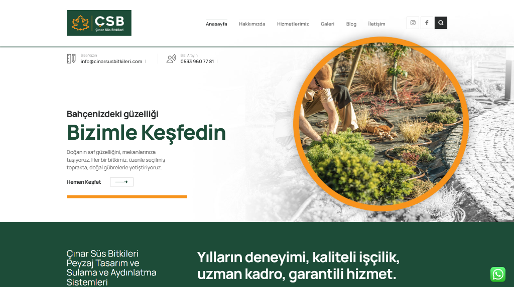Çınar Süs Bitkileri Web Tasarımı